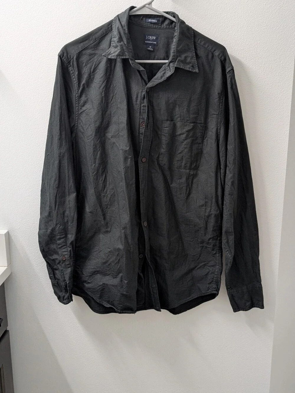 J. Crew Men's Black Long-Sleeve Button-Down Shirt